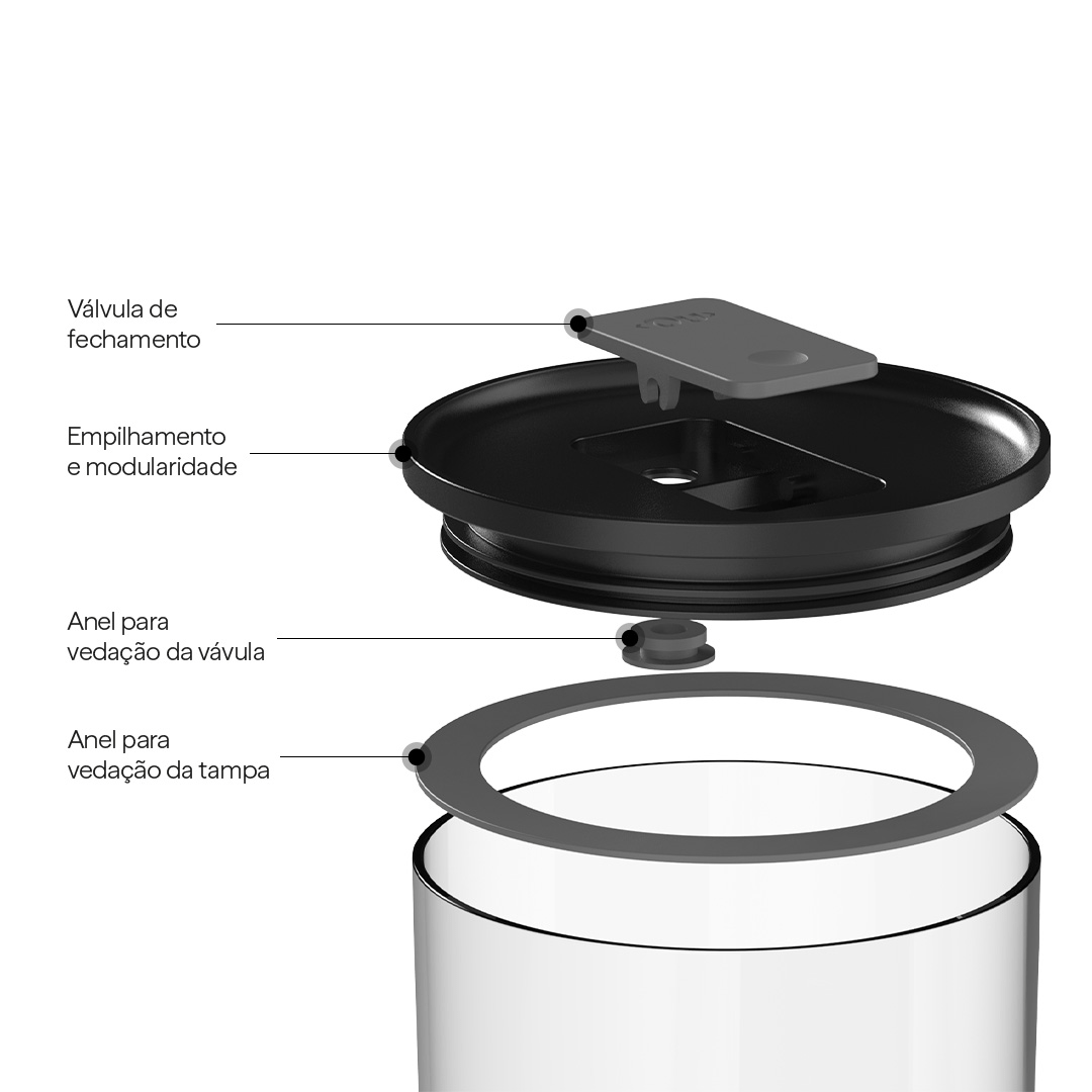 Kit de Potes Herméticos Ou Redondos 3 Peças Linha Duo Lock - Ou
