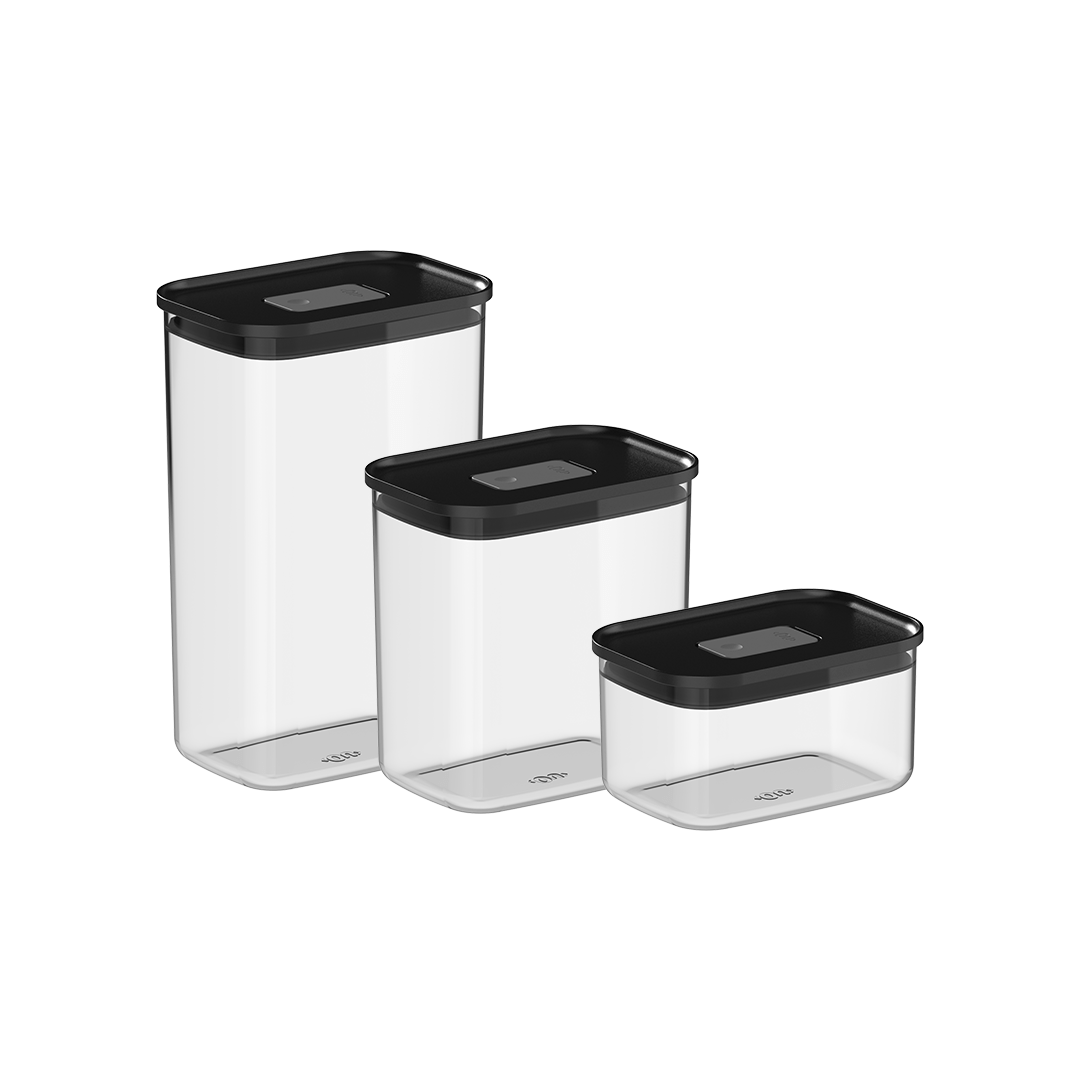 Kit de Potes Herméticos Ou Retangulares 3 Peças Linha Duo Lock - Ou