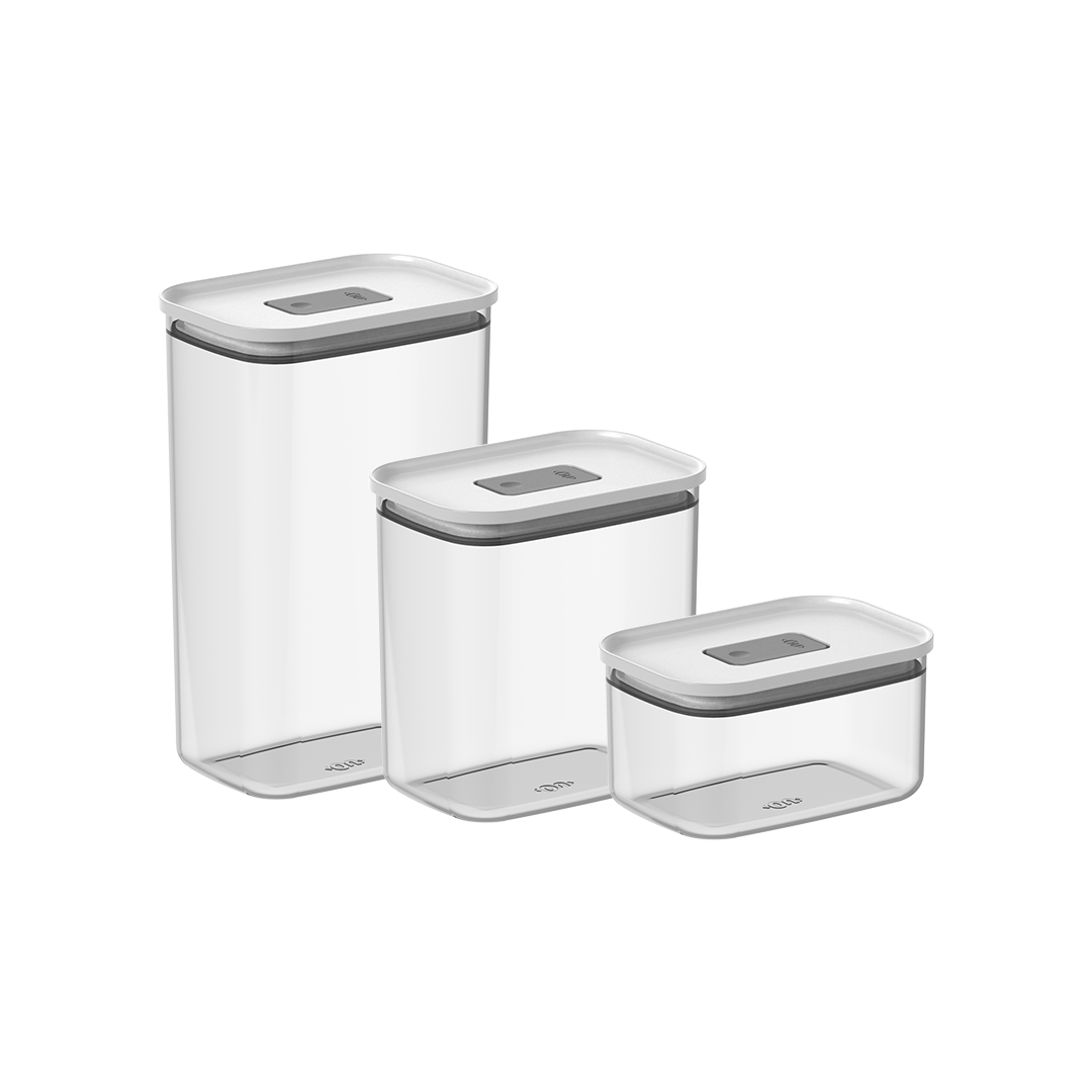 Kit de Potes Herméticos Ou Retangulares 3 Peças Linha Duo Lock - Ou