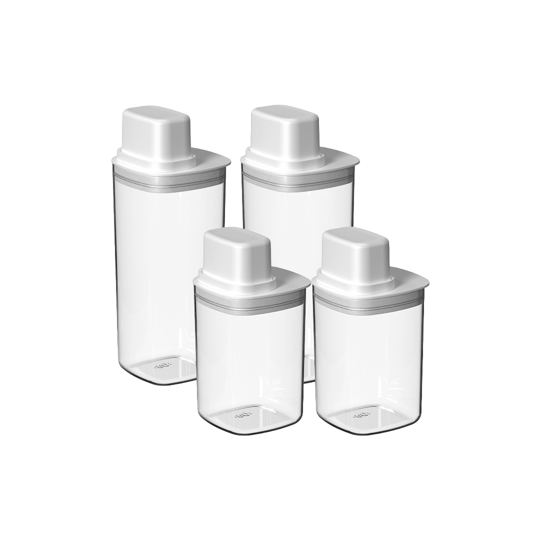 Kit de Potes Herméticos Para Mantimentos com Medidor Ou Quadrado 4 Peças Linha Drop - Ou