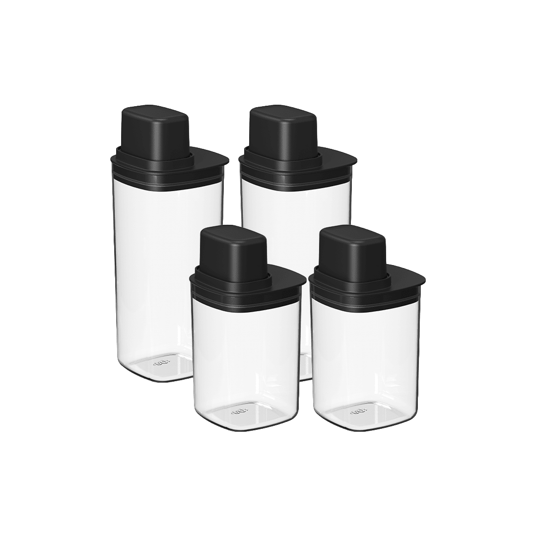 Kit de Potes Herméticos Para Mantimentos com Medidor Ou Quadrado 4 Peças Linha Drop - Ou