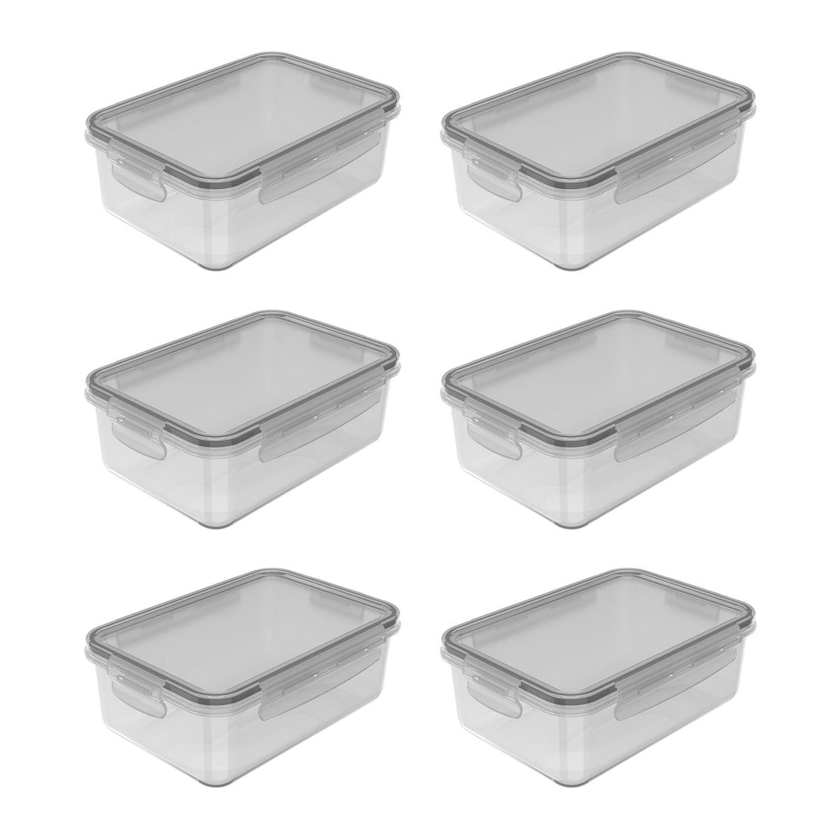 Kit de potes organizadores de geladeira retangular Ou 6 peças 1280ml Linha Click - Ou