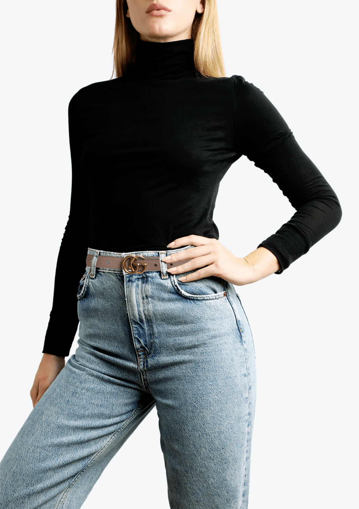DOUBLE G LOGO THIN BELT 85