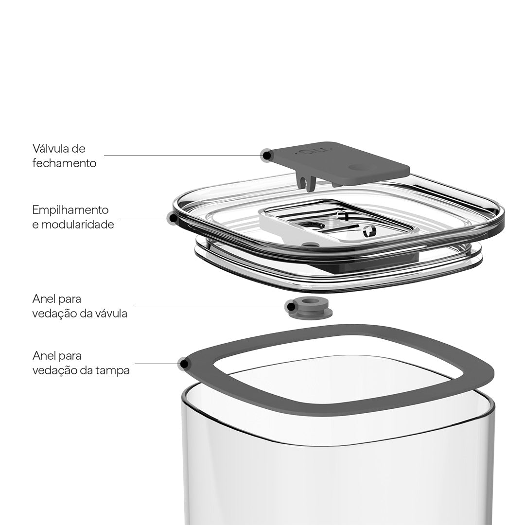 Pote Hermético Ou Quadrado 1L Linha Duo Lock - Ou