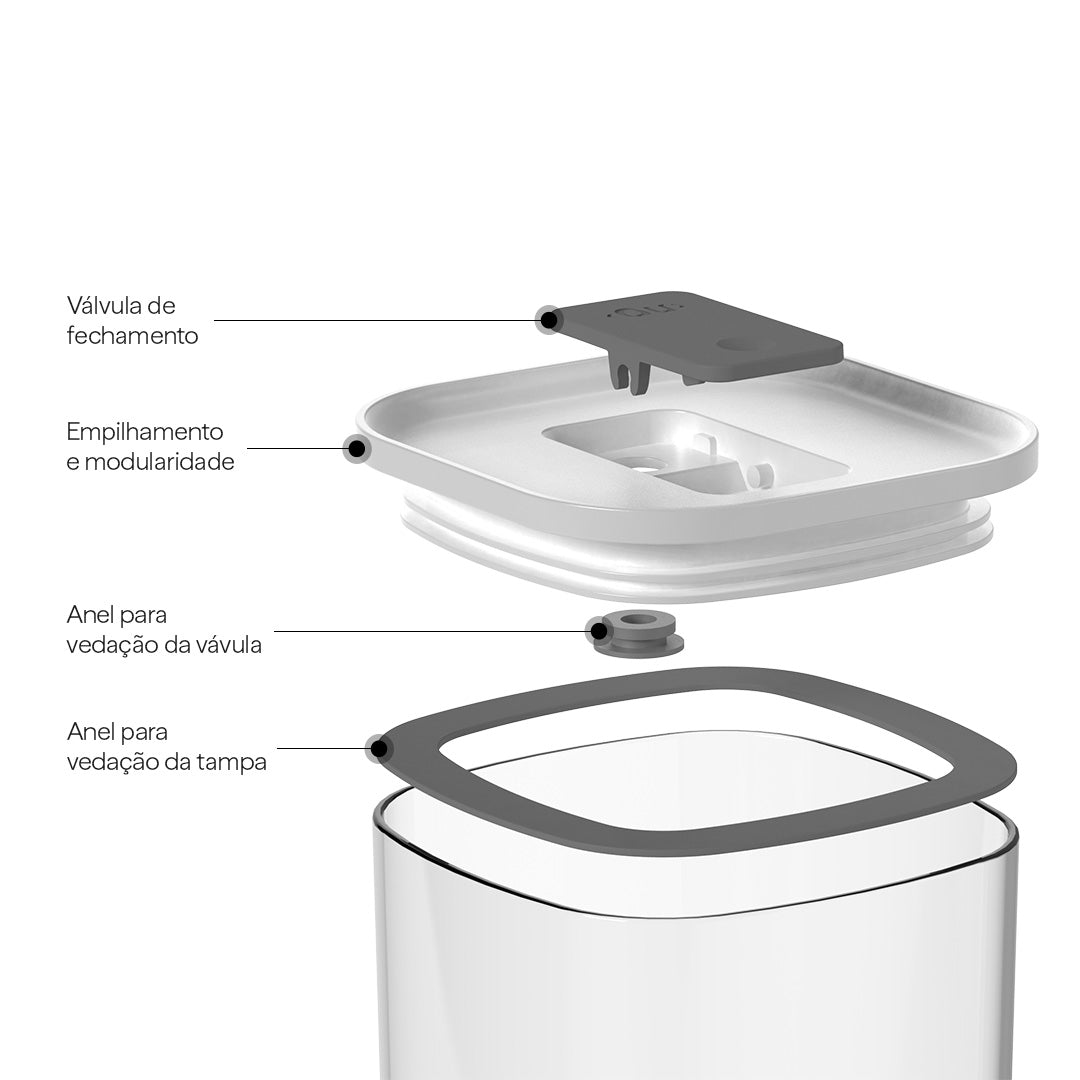 Pote Hermético Ou Quadrado 1L Linha Duo Lock - Ou