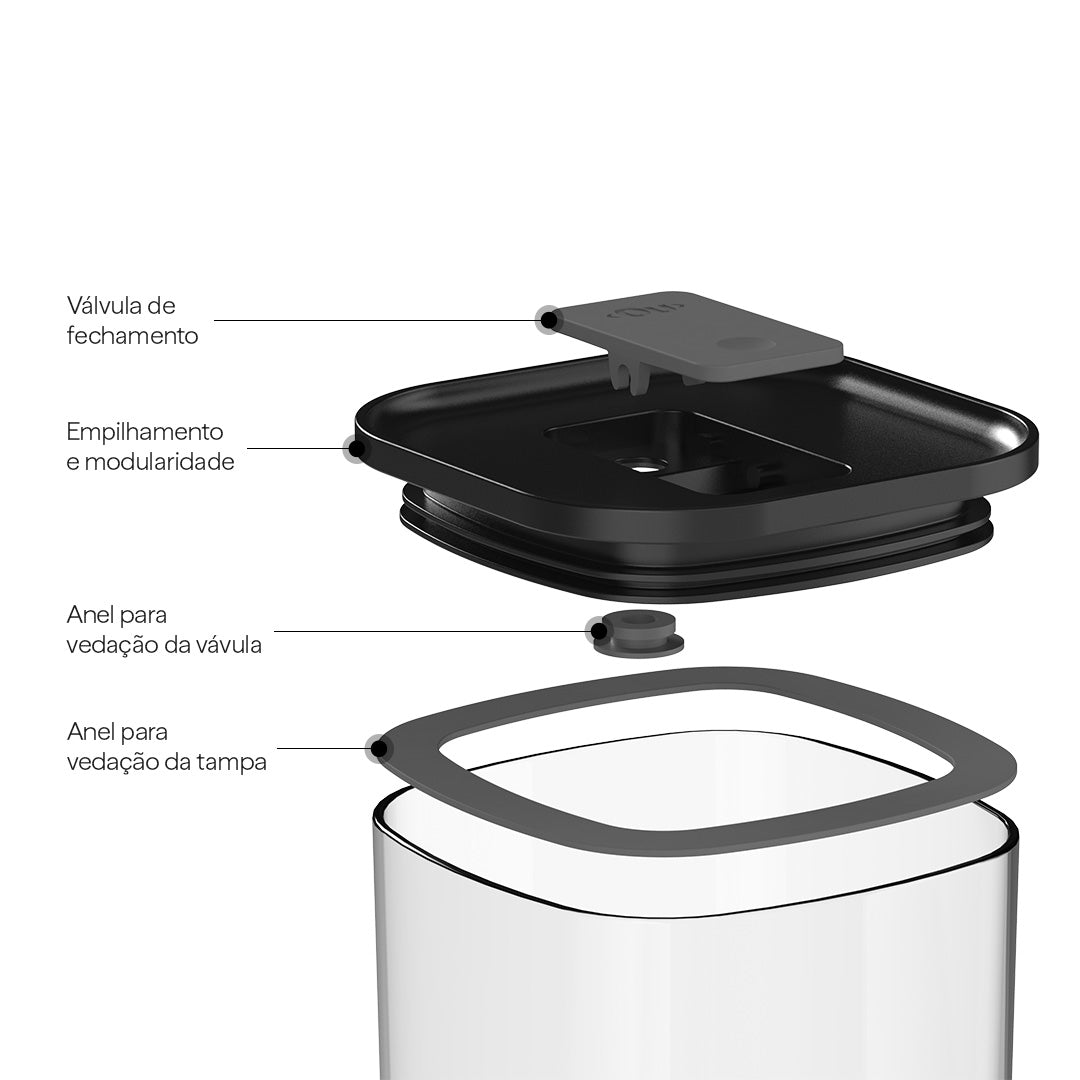 Pote Hermético Ou Quadrado 450ml Linha Duo Lock - Ou