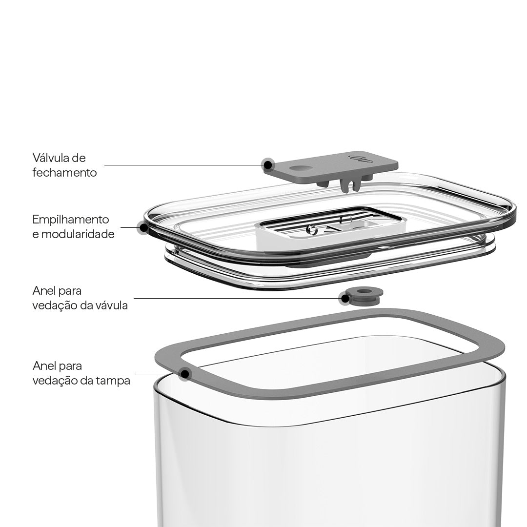 Pote Hermético Ou Retangular 2,3L Linha Duo Lock - Ou