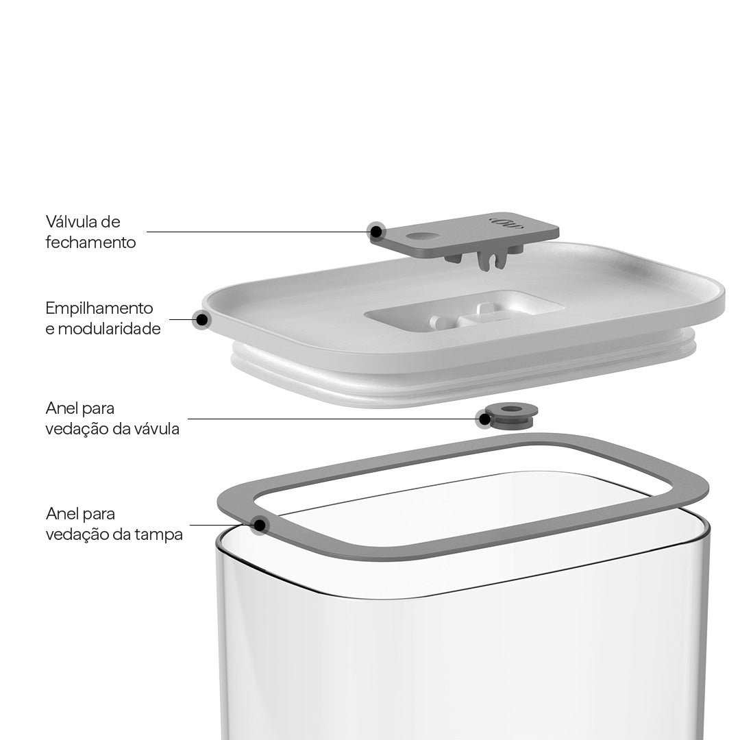 Pote Hermético Ou Retangular 650ml Linha Duo Lock - Ou